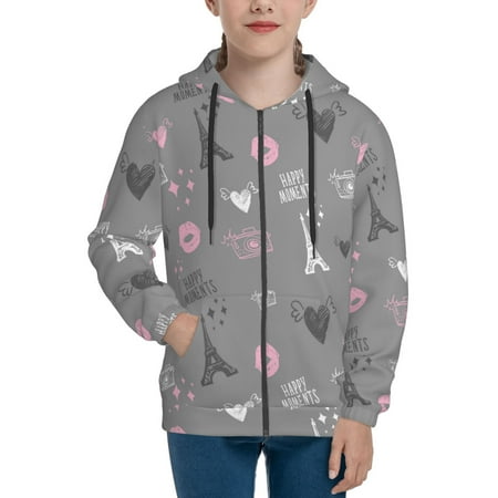 

Hoodies for Women Eiffel Tower Vibrant Long Sleeve Sweatshirt Drawstring Zip Up Hoodie with Pockets Teen Girl Clothes