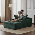 thumbnail image 3 of 66" Oversized Lounge Chair with 3 Throw Pillows, Upholstered Cloud Couch with Wide Armrest, Modern Plush Corduroy Sleeper Sofa Daybed for Living Room, Bedroom, Green, 3 of 8