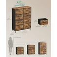thumbnail image 2 of Dresser for Bedroom, Chest of Drawers, Steel, MDF, 8 Non-Woven Fabric Drawers, Storage Organizer Unit, Closet, Entryway, Rustic Brown and Ink Black LGS124B02S, 2 of 5