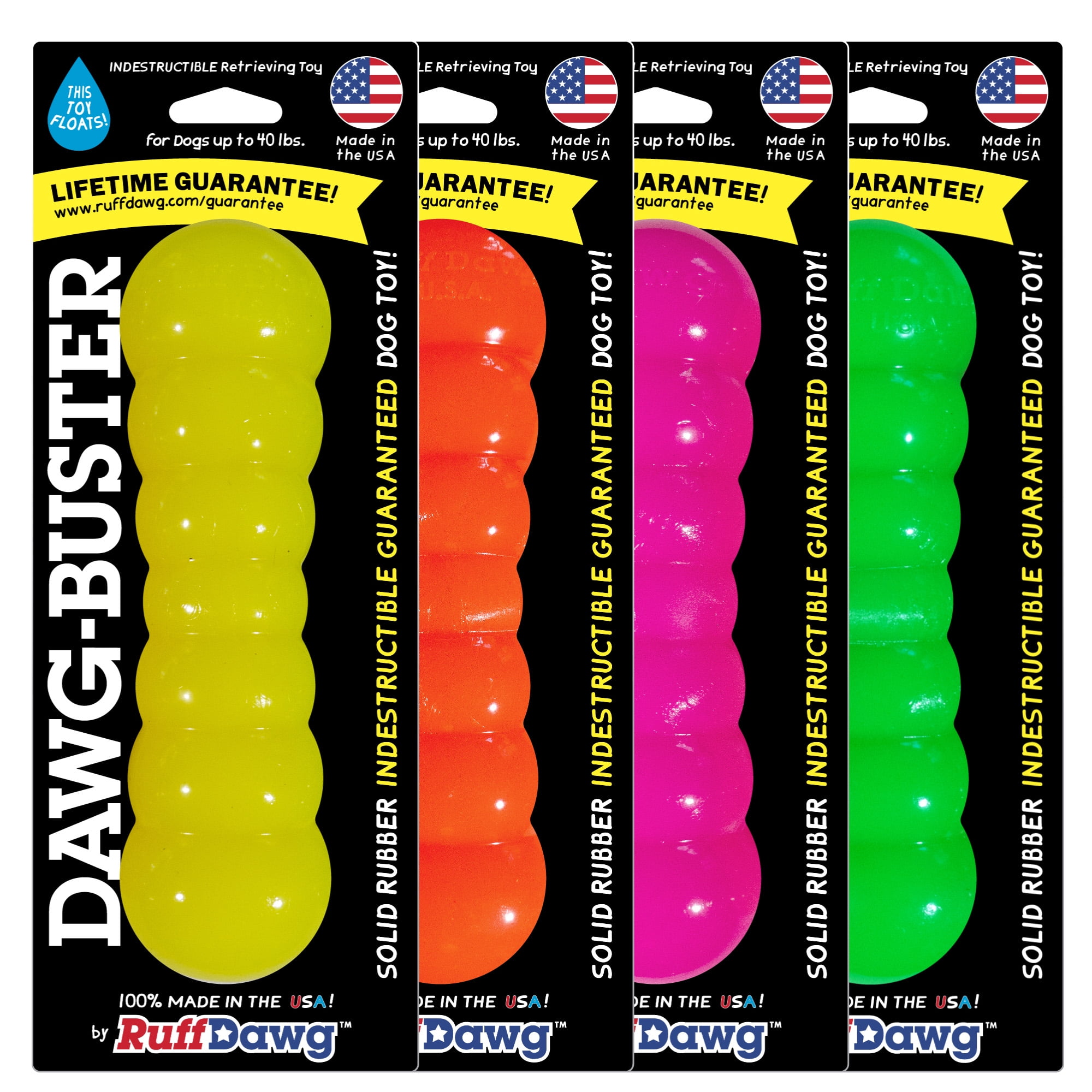 Ruff Dawg Dawg-Buster Indestructible Rubber Retrieving Dog Toy, Color Varies
