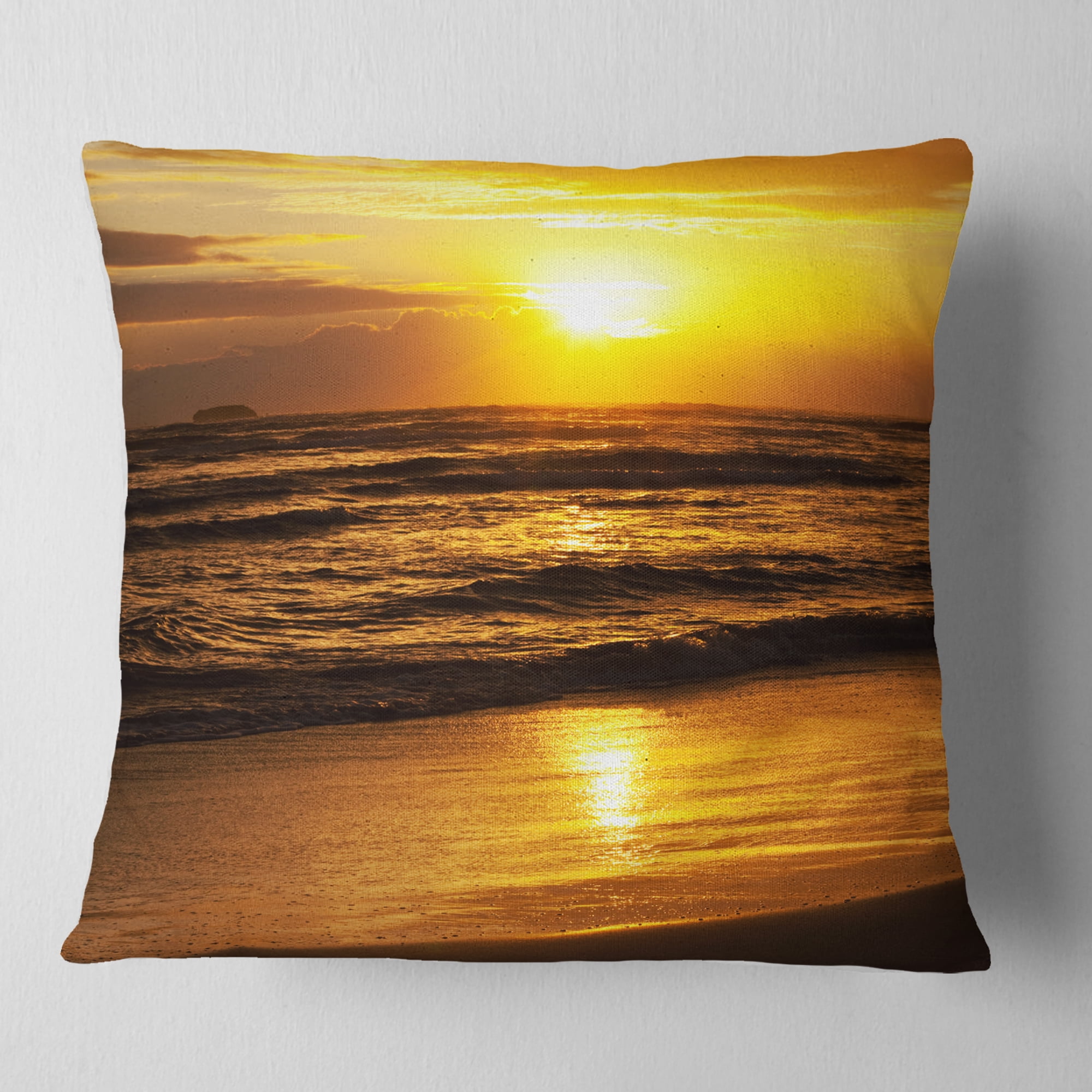 Designart 18" x 18" Yellow Polyester Throw Pillow