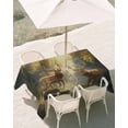 thumbnail image 3 of 52x70 Inch Outdoor Tablecloth with Umbrella Hole Zipper Rectangle Golden Forest Deer Rectangular Tablecloths Outside Waterproof Fantasy Vintage Nature Scenery Patio Table Cloth Cover for Picnic Party, 3 of 8