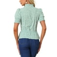 thumbnail image 3 of INSPIRE CHIC Women's Floral Print Summer Ruffle Neck Short Sleeve Peplum Top, 3 of 5