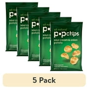 (5 pack) Popchips All Natural Potato Chips, Sour Cream and Onion Flavored, 0.8 oz Bag
