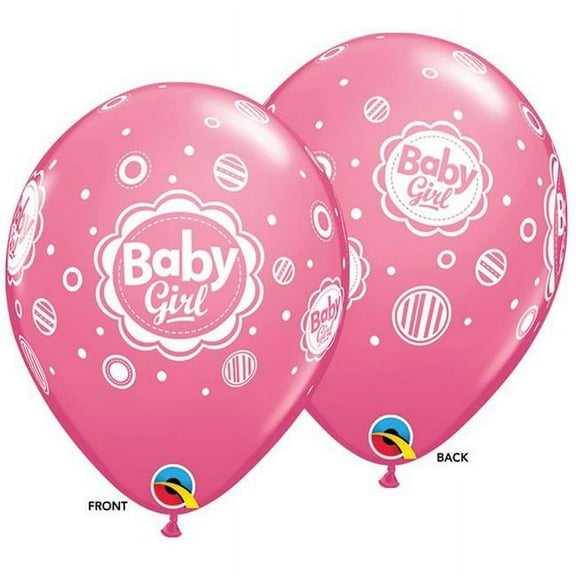 11 inch Qualatex Baby Girl Dots (6 Pk) Latex Balloons (6 Pack) - Party Supplies Decorations