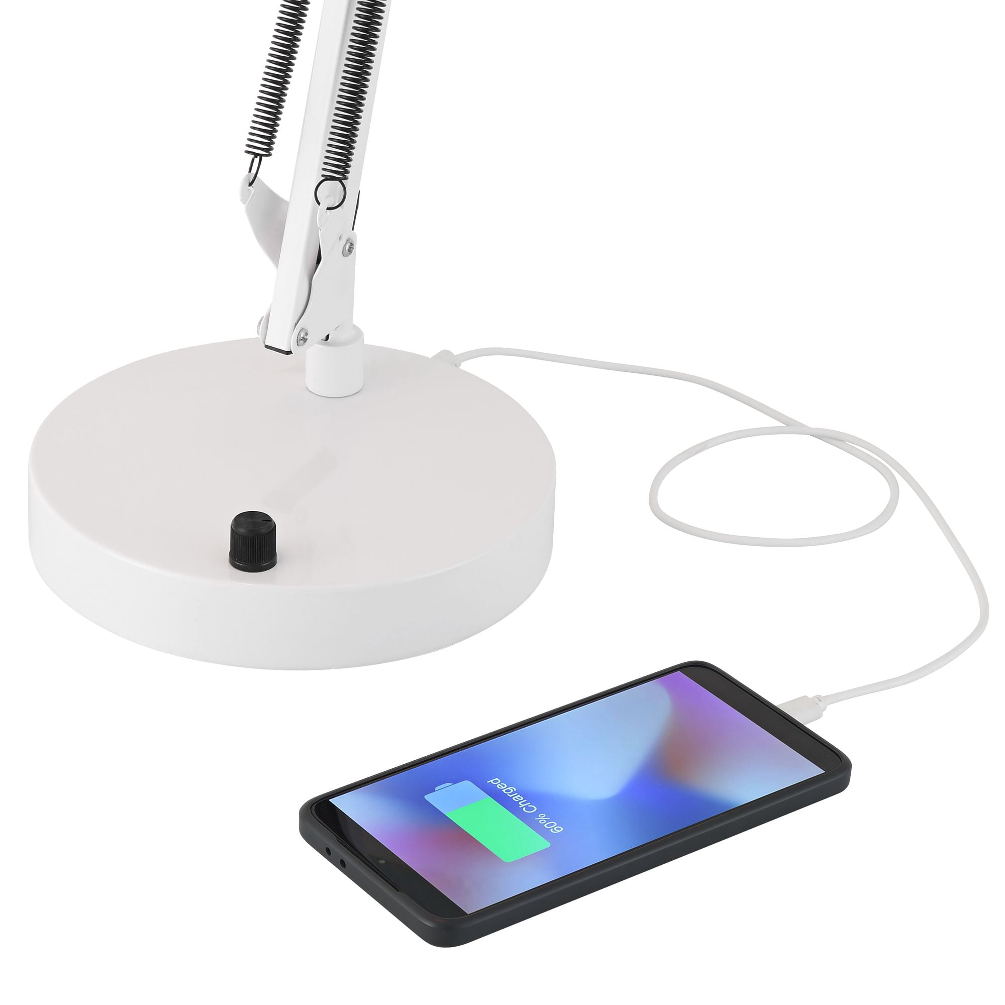 360 Lighting Shoup 33 1/2" Tall Large Modern Desk Lamp USB Port Architect Adjustable Height White Finish Metal Single Charging