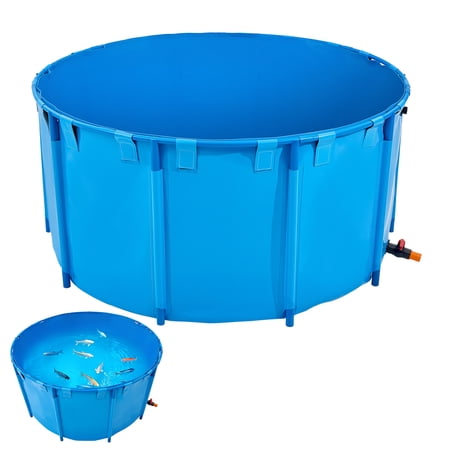 VEVOR Canvas Fish Pond, 818 Gal Capacity Above Ground Fish Pond, Foldable PVC Koi Tank, Round Goldfish Tank with Stable Frame and Drain Valve, for Aquaculture, Koi Breeding, and Irrigation