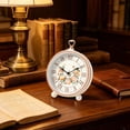 thumbnail image 3 of Fareti Small Battery Operated Antique Retro Analog Alarm Clock for Room Decor, Silent Elegant Bedside Desk Table Gift Clock 8.07 in, 3 of 4