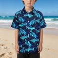 thumbnail image 2 of Byoo Toddler Boys Shark Printed Tee Shirt Vibrant Lightweight Short Sleeve Summer Button Down Shirt,Blue, 2 of 5