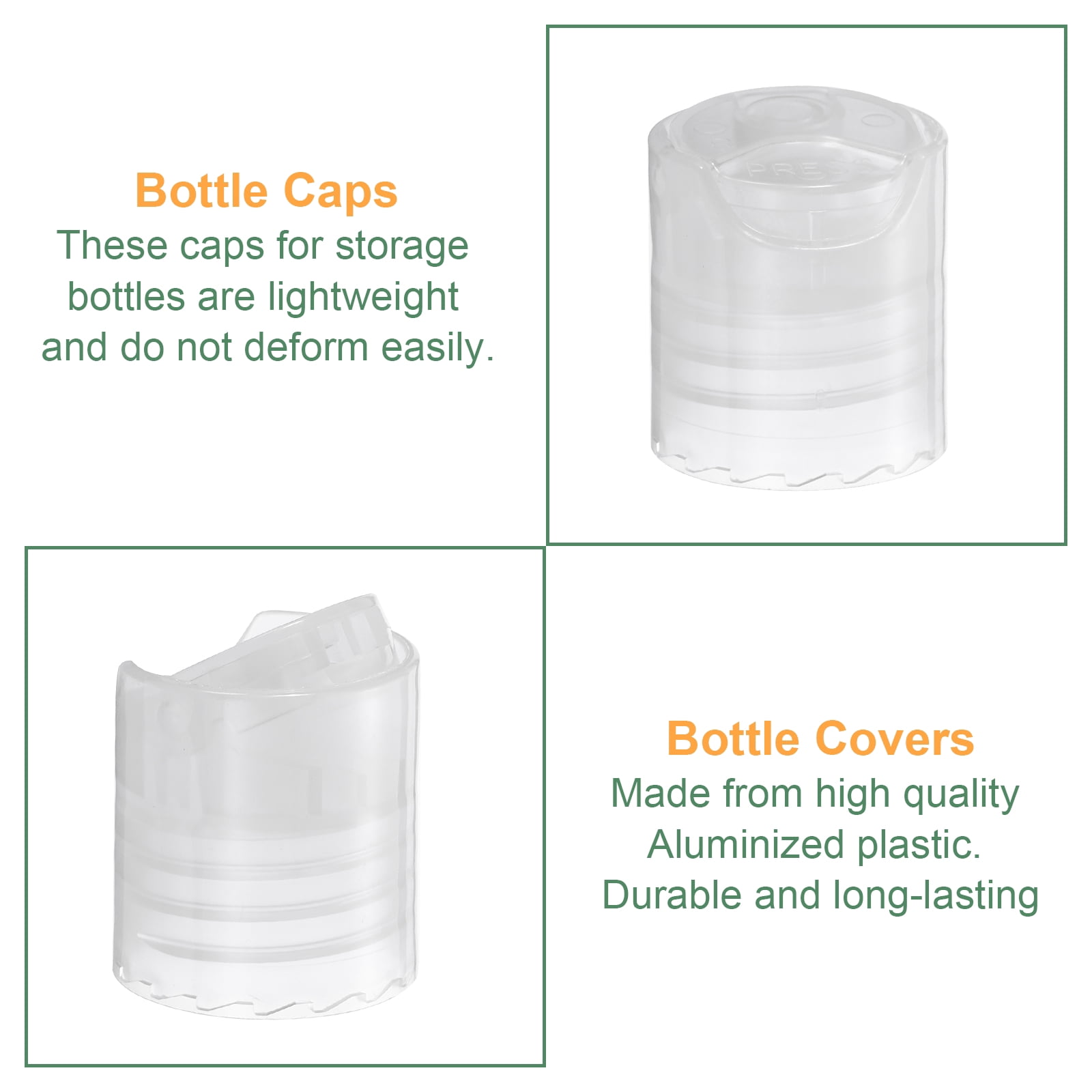 Unique Bargains Disc Top Caps Replacement Press Caps Lids for Squeeze Bottles 20/410 Clear