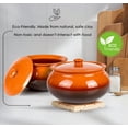 thumbnail image 3 of STP GOODS Traditional Natural Clay Stoneware Soup Tureen with Lid and Wooden Trivet 2.6 Qt (2.5 L) Handmade Oven Cooking Pot Casserole Tureen Stoneware Clay Pot Clay Cookware, 3 of 12