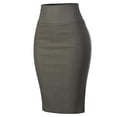 thumbnail image 3 of MixMatchy Women's Stretch Office Knee Length Midi Pencil Skirt, 3 of 4