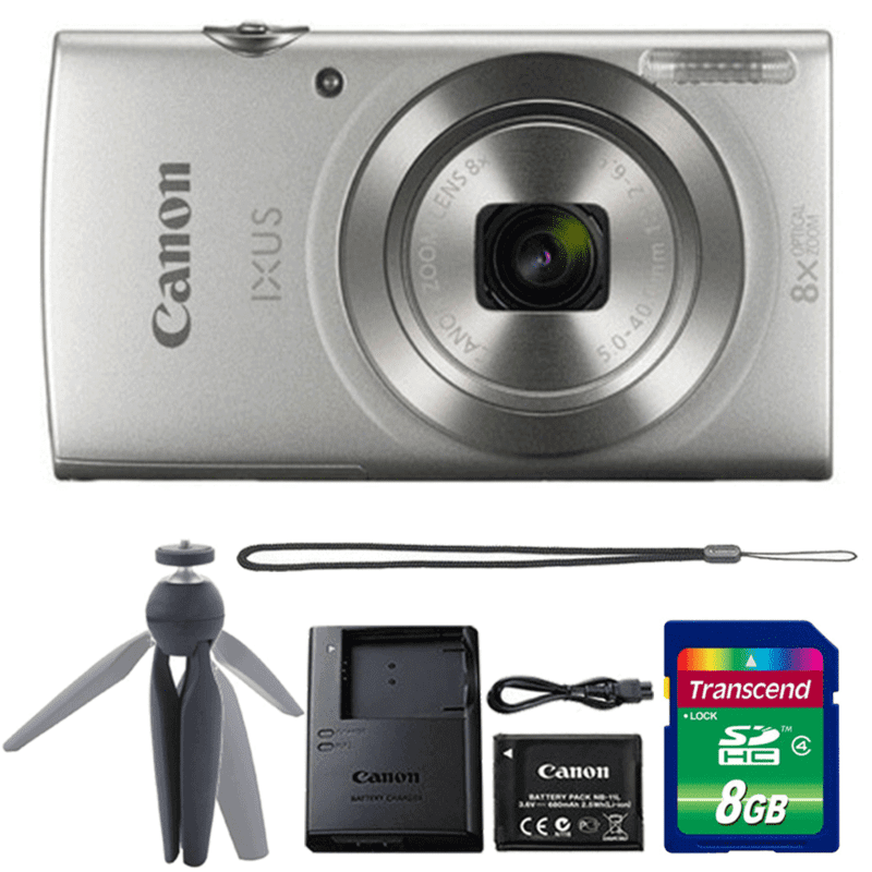 Canon Ixus 185 / Elph 180 20MP Digital Camera 8x Optical Zoom Silver ...