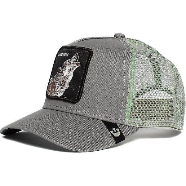 Venta Gorra de béisbol Animal protección solar malla gorra de camionero bordada lobo