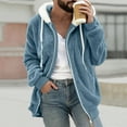 thumbnail image 4 of Blue Jacket for Men Hooded Fleece Casual Jacket Zip Up Plain Winter Lightweight Men's Fashion, 4 of 6