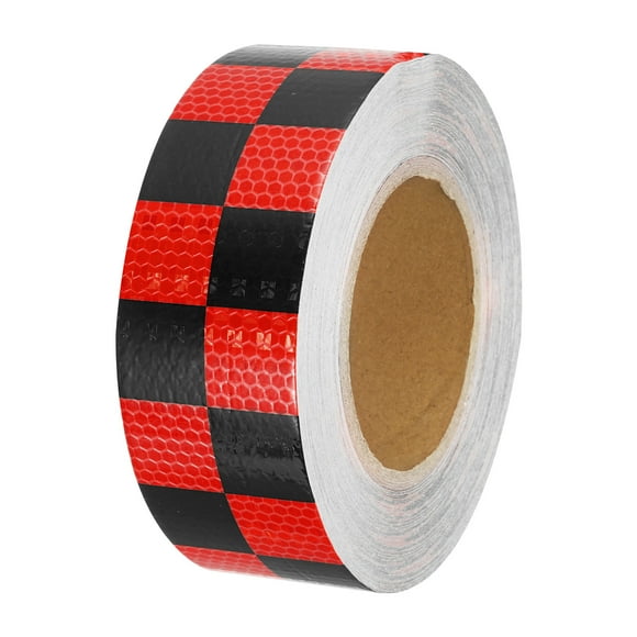Unique Bargains Reflective Tape, 2'x82 Ft Waterproof Reflective Tape Warning Safety Tape Reflector for Trucks, Grid Red Black