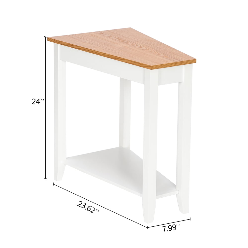 Lowestbest Sofa Side Table, End Table with Storage Shelf, Simple and Irregular, Walnut Color