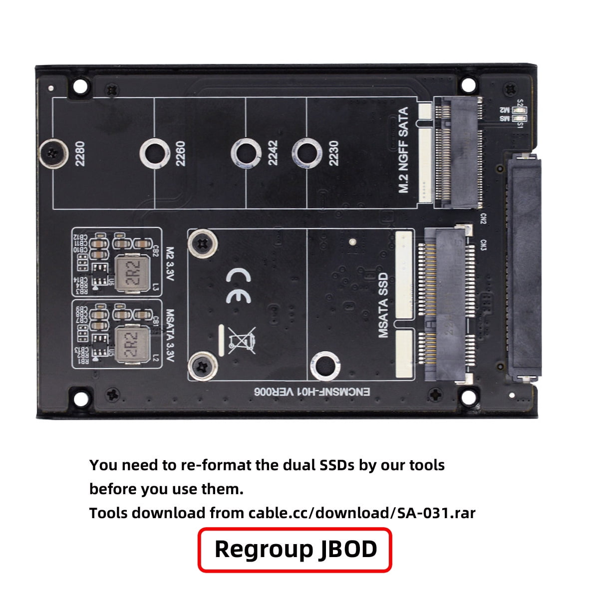 Chenyang Dual MSATA NGFF B+M SSD Card JBOD Raid0 Span Bridge to 2.5inch SATA Combo HDD Disk Drive Enclosure