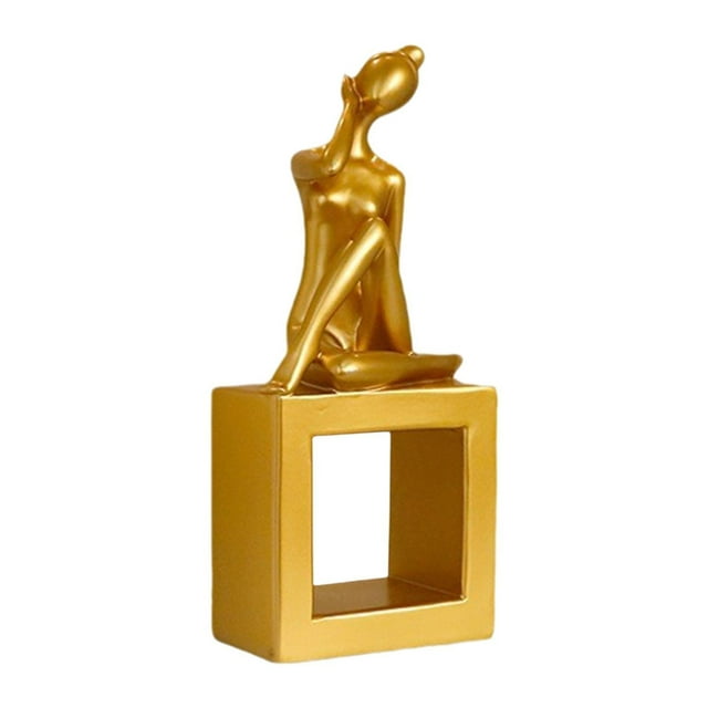 Estatua de niña, decoración del hogar, recuerdos, personaje, estética, creativa, moderna, figura Dorado