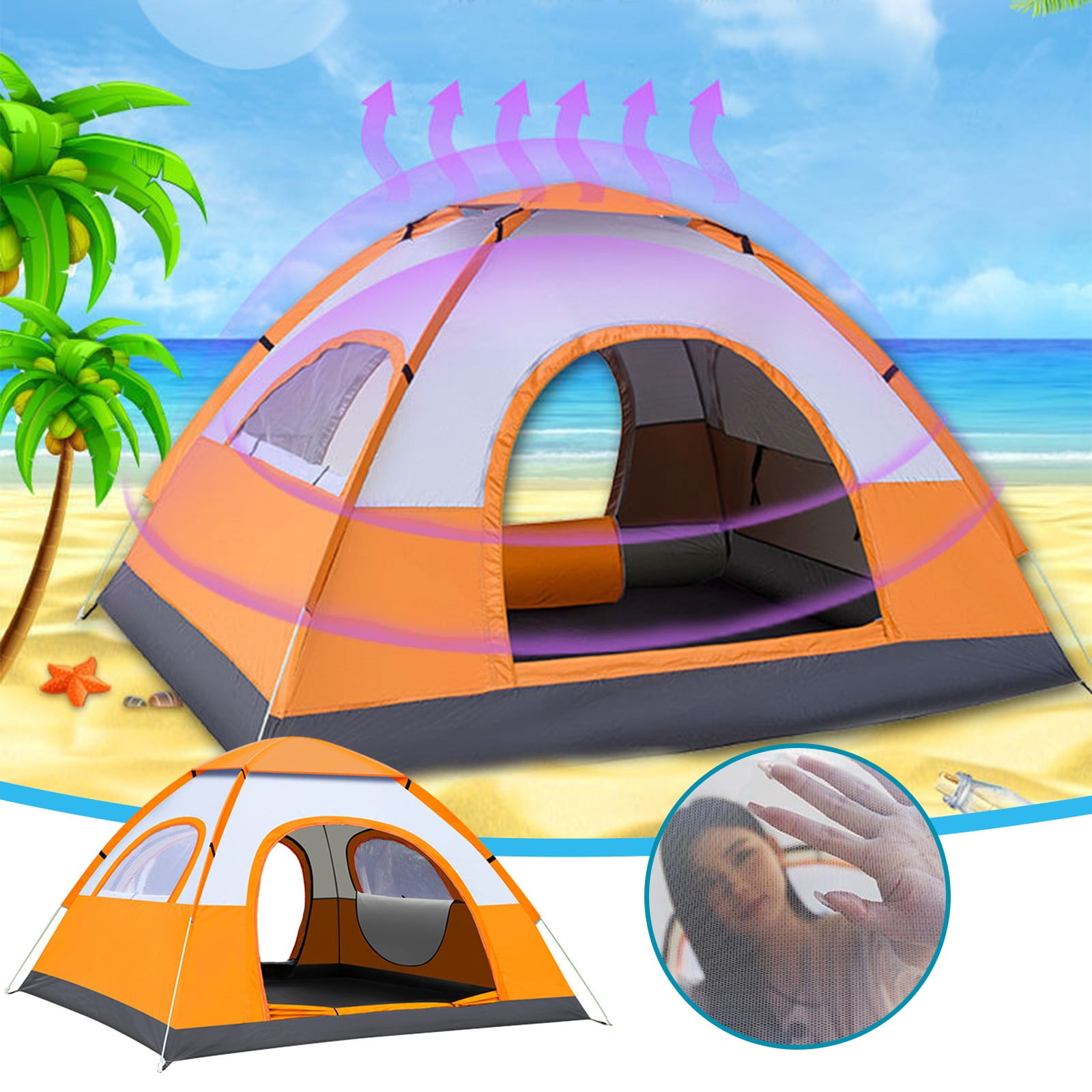 Christmas Gifts Clearance! SHENGXINY Camping Tent Clearance Automatic Tent Rain and Sun Protection A That Open Automatic Tent 2 Seconds Quickly Open Camping Tent Orange