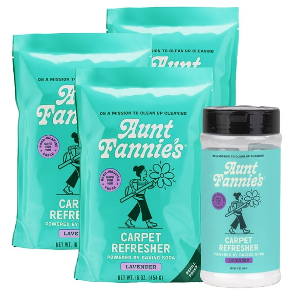 Aunt Fannie's Carpet Bundle, Includes One 16 oz Carpet Refresher Shaker and Three Refills, Lavender Scent, Pack of 4