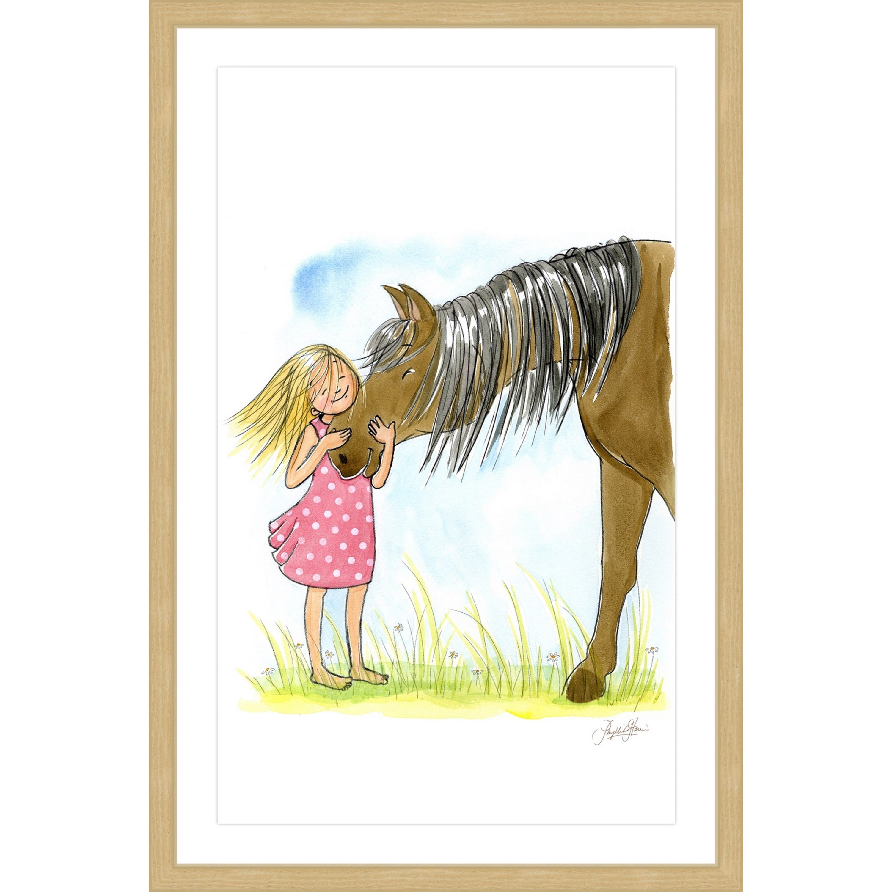 Marmont Hill "Girl Loves Horse" by Phyllis Harris Framed Painting Art Print