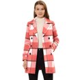 thumbnail image 1 of Abrigo De Cuadros De Invierno Con Doble Botonadura Y Solapa Con Muesca Para Mujer Rosa M, 1 of 5