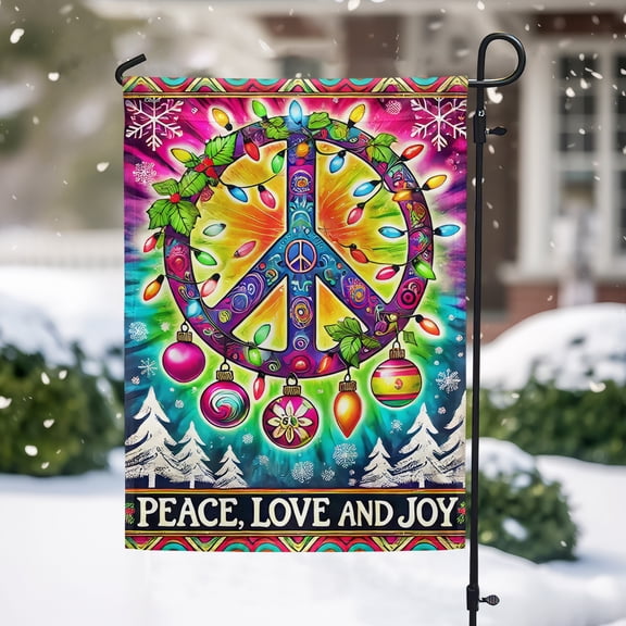 FLAGWIX Hippie Peace Sign Hippie Christmas Flag MLN4255F Garden Flag 11.5" x 17.5" - Decorative Indoor Outdoor Flag