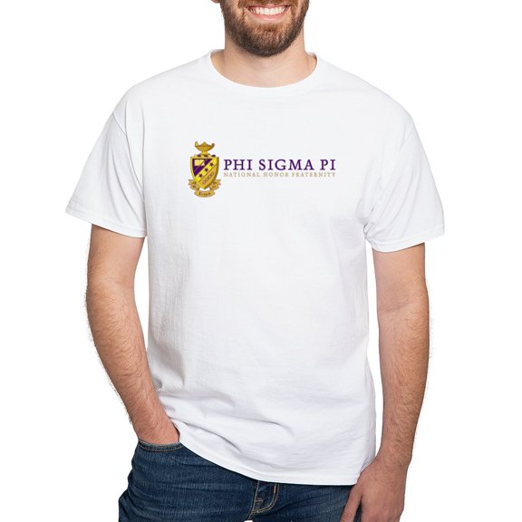 CafePress - Phi Sigma Pi Full Color Wordmark T Shirt - Men's White Classic Cotton T-Shirts