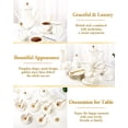 thumbnail image 4 of Juego de té DUJUST de 22 piezas de porcelana blanca con borde dorado de lujo, 4 of 7