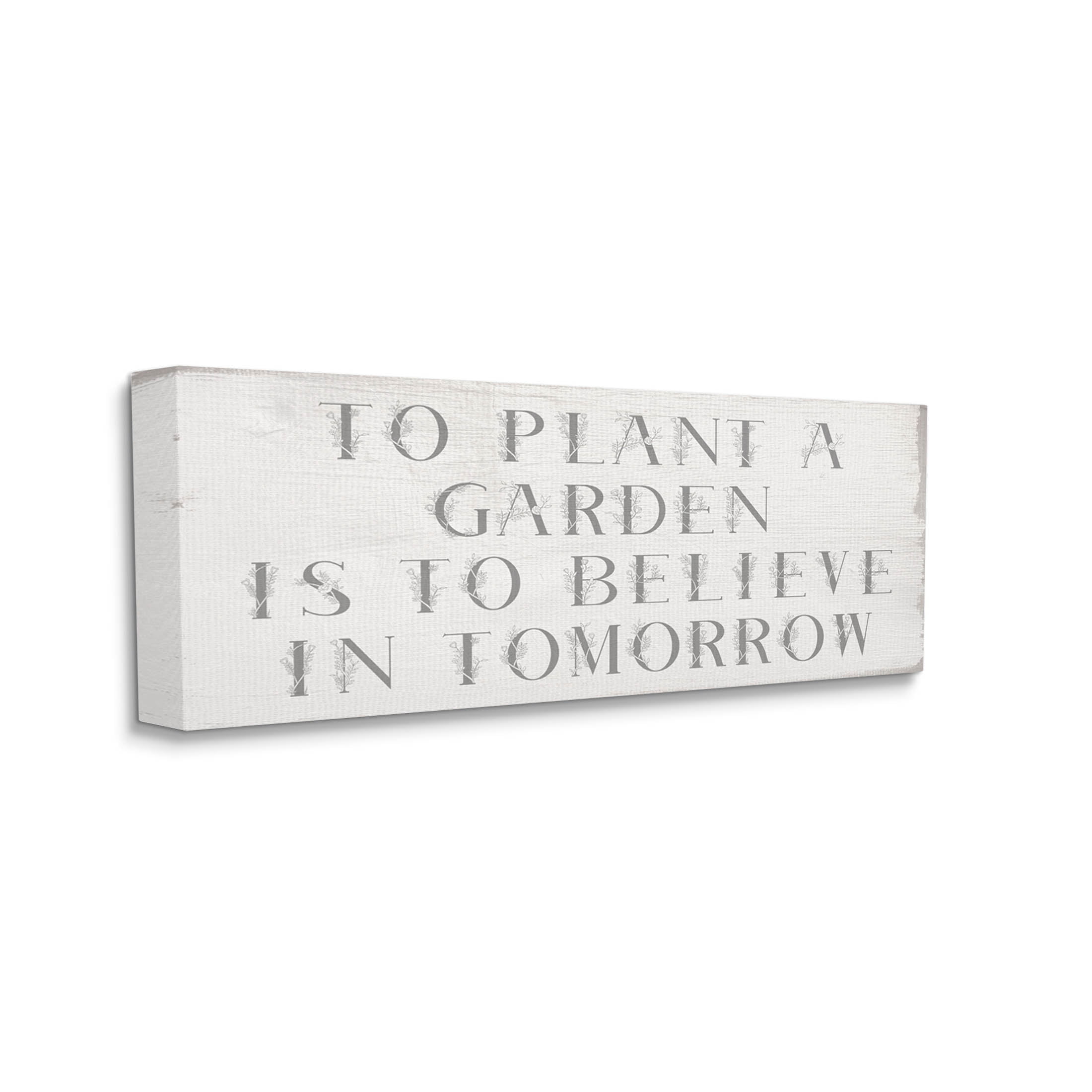 Plant A Garden Believe In Tomorrow Phrase Inspirational Graphic Art Gallery Wrapped Canvas Print Wall Art