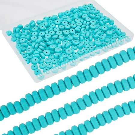 1 Box 350Pcs 6Mm Turquoise Clay Beads Bulk Blue Heishi Beads Small Mini Refill Round Polymer Flat Disc Vinyl Spacer Loose Beads Diy