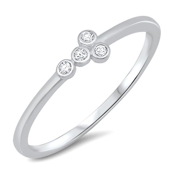 Round Clear Cubic Zirconia Cross Ring 925 Sterling Silver Band White Jewelry Female Male Size 3