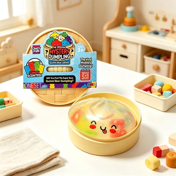 Crazy Fun RMS GUMMI BEAR Dumpling Squishy, Glitter Bun Squishy Mystery Box, Dumplings Squeeze Balls Stress Relief Sensory for Holiday & Birthday Gifts
