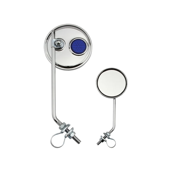Round Mirror Chrome Green Reflectors. Bike mirror, bicycle mirror for lowrider , beach cruiser, chopper, bmx, mountain bikes