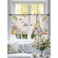 thumbnail image 4 of Easter Plaid Sheer Curtains 54 Inch Length 2 Panels Set Window Treatments, Spring Watercolor Bunny Flower Pink Checkered Rod Pocket Semi Curtains for Living Room/Bedroom/Kitchen Décor, 104"W x 54"L, 4 of 7