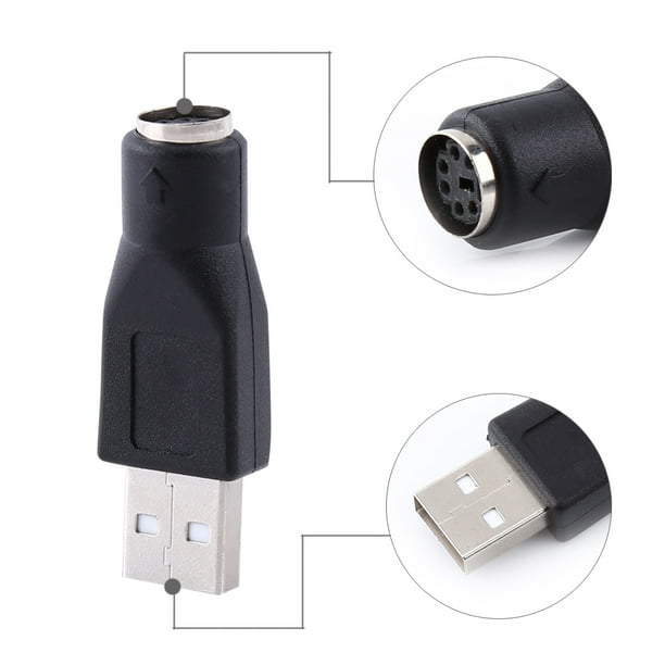 Adaptador USB A PS/2, 2 Adaptadores USB 2.0 A Macho A P2/2 Hombra Convertidor para PC Teclado Ratón, Soporte de Intercambio en Caliente, Plug and Play