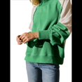 thumbnail image 2 of Suéter Informal de Larga con Cuello Alto y Mangas Farol en Contraste para Mujer. Albaricoque Verde L, 2 of 9