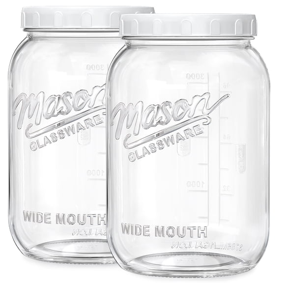 Syntic 2 Pack 1 Gallon Glass Storage Jars with Lids for Store Dry Goods, Airtight Glass Jars for Kombucha Brewing, Sun Tea, Canning, Pickling Eggs