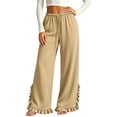 thumbnail image 6 of VBVC Women's Wide Leg Ruffle Hem Sweatpants , Drawstring Stretchy Trousers For Women , Ladies' Casual Lounge Pants with Pockets, S-2XL, 6 of 7