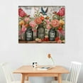 thumbnail image 3 of Nawypu Farmhouse Canvas Wall Art Rusitc Pink Rose Wall Decor Flower Mason Jar Hummingbird Pictures Painting Prints Framed Decor Country Home Artwork for Bedroom Bathroom Living Living Room, 3 of 5
