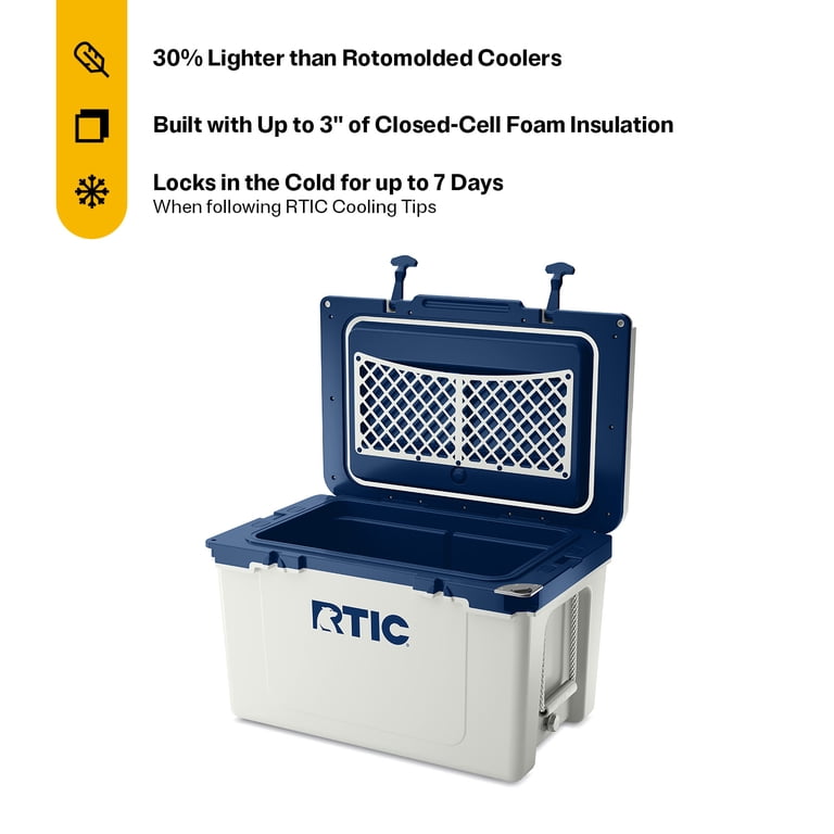 RTIC Ultra-Light Cooler, 52 Qt, Holds 76 Cans, Cool Grey and Navy