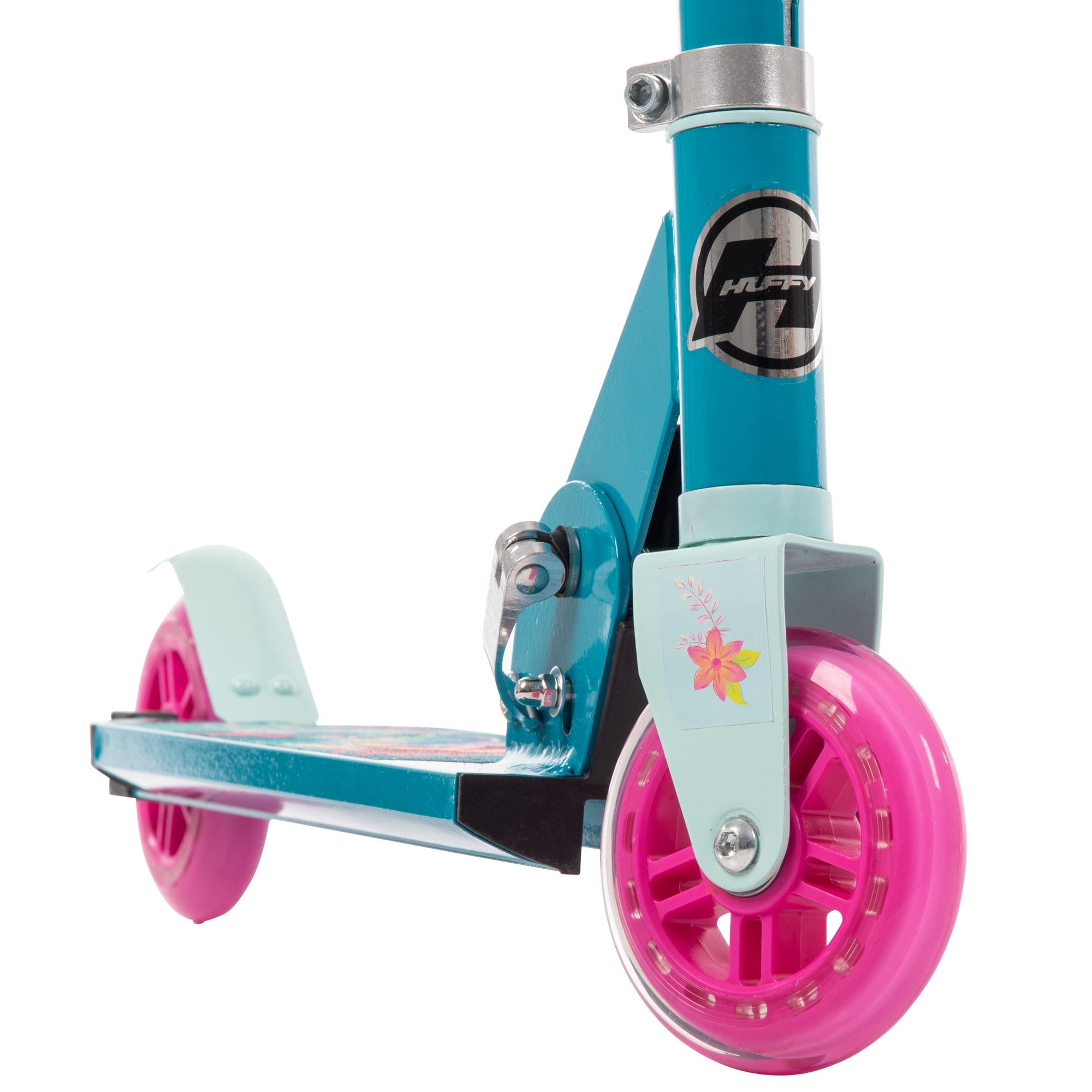 Disney Ariel Girls' Inline Folding Kick Scooter, for Children Ages 5+ Years, by Huffy, Teal