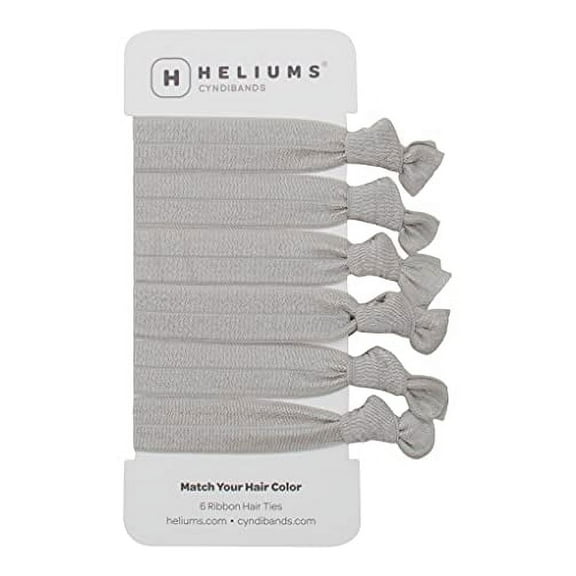 Cyndibands Match Your Hair Color Gentle Knotted Ribbon Elastic Hair Ties - 6 Count (Silver)