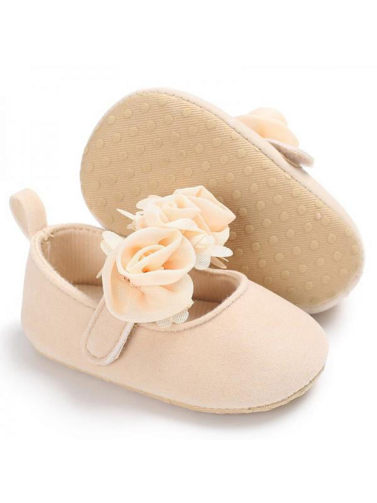 Lovely Kid Girls Princess Shoes Flowers Dance Shoes Suede Ballet Shoes Anti-slip Soft Sole Crib Hook & Loop Shoes (Toddler/Little Baby Girls) - image 3 of 7