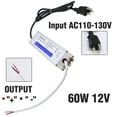 thumbnail image 6 of Facon 60 Watts LED Power Supply Transformer, Waterproof IP67 LED Driver Adapter, 110-130V AC to 12V DC Low Voltage Output with 3-Prong Plug 3.6 Feet Cable for Indoor&Outdoor Use, 6 of 7