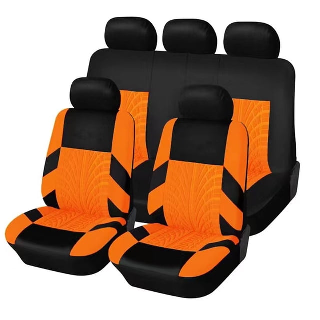 Universal Car Seat Covers Full Set, Breathable Cloth Automotive Seat Covers for Front Split & Rear Bench, Fit for Sedan SUV Van Truck Interior Accessories