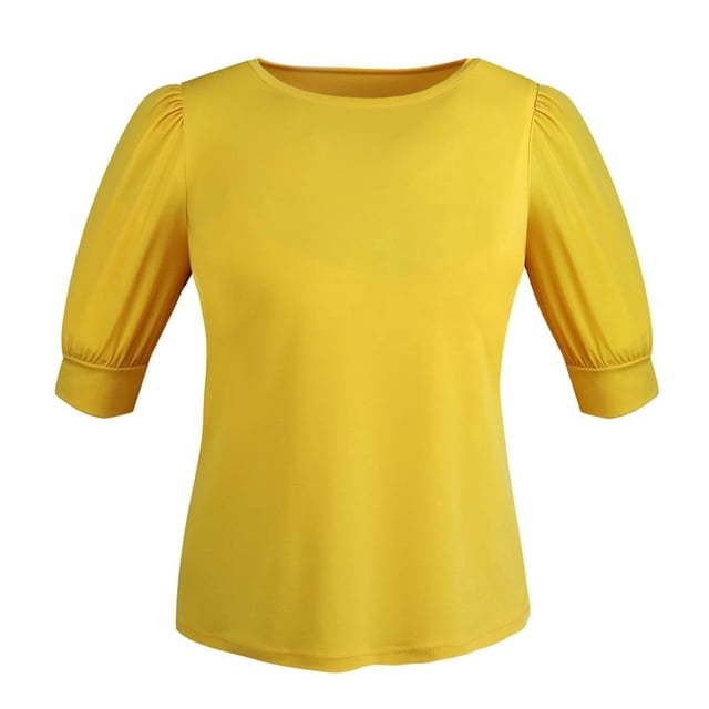 Blusa George Talla EG Manga Abullonada Mostaza