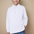 thumbnail image 2 of HCNTES Long Sleeve Polo Shirts For Boys Boys Shirt Little Big Boys' Long Sleeve Button Down Casual Dress Shirt(White,6-7 Years), 2 of 5