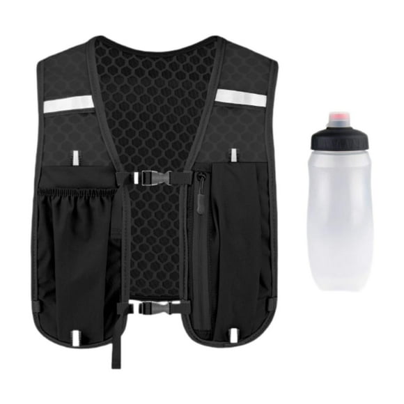 Chaleco de hidratación ligero para hombres y mujeres, ajustable, transpirable, para acampar Negro